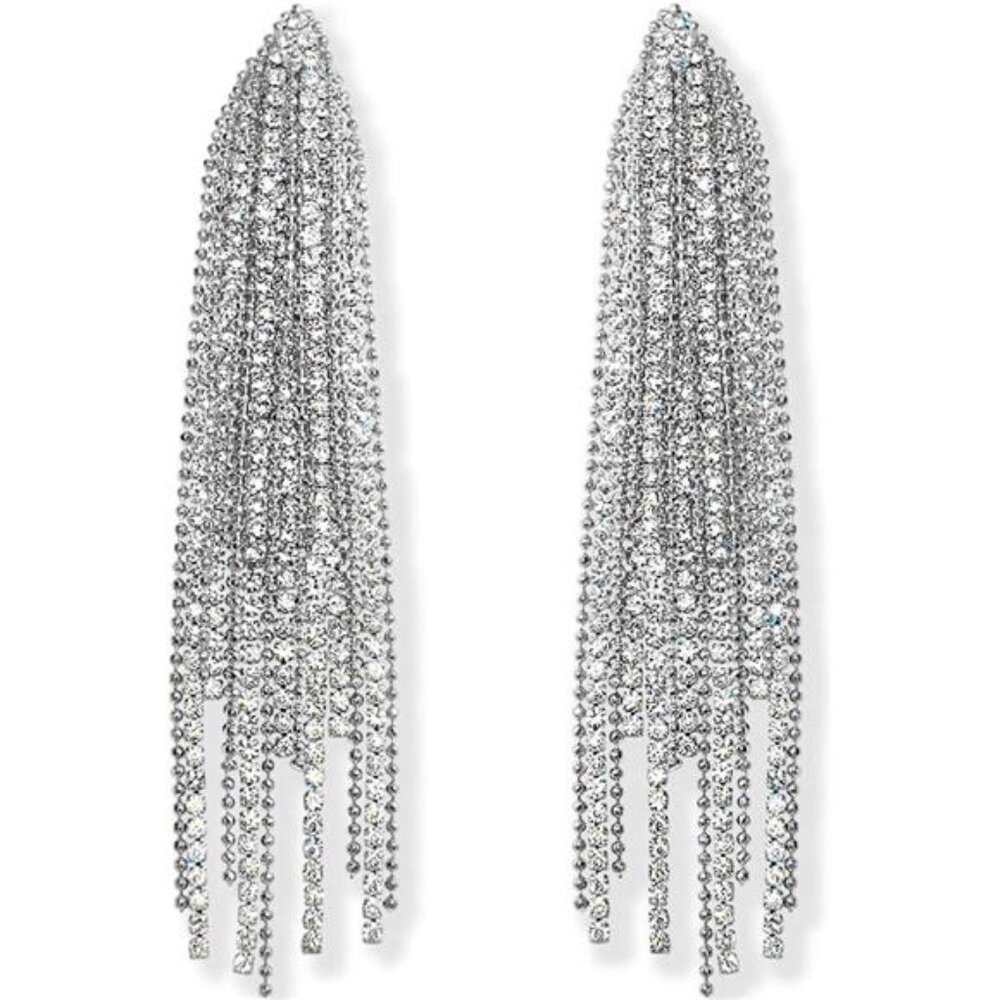 Chic Simulated Diamond Dangle Earrings - Hypoallergenic